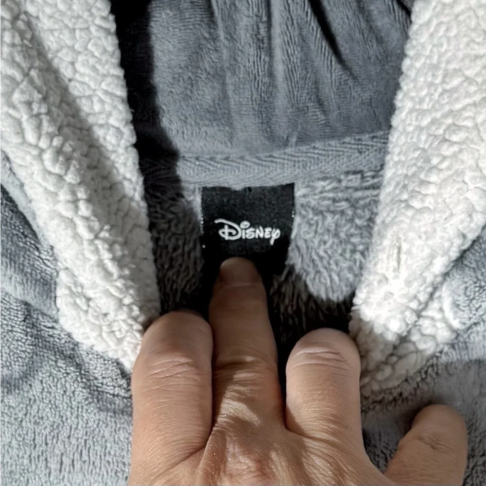 DISNEY Women's Grey Onesie Mickey Pattern Fleece Trimming Mickey Ears Hood M - Picture 5 of 8